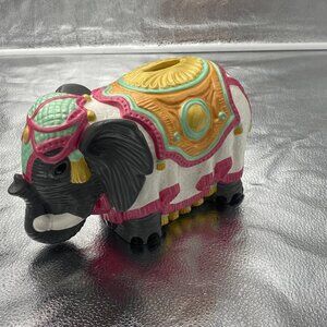 Vintage Arnel's Pottery India Parade Elephant Piggy Bank Hand‎ Painted
